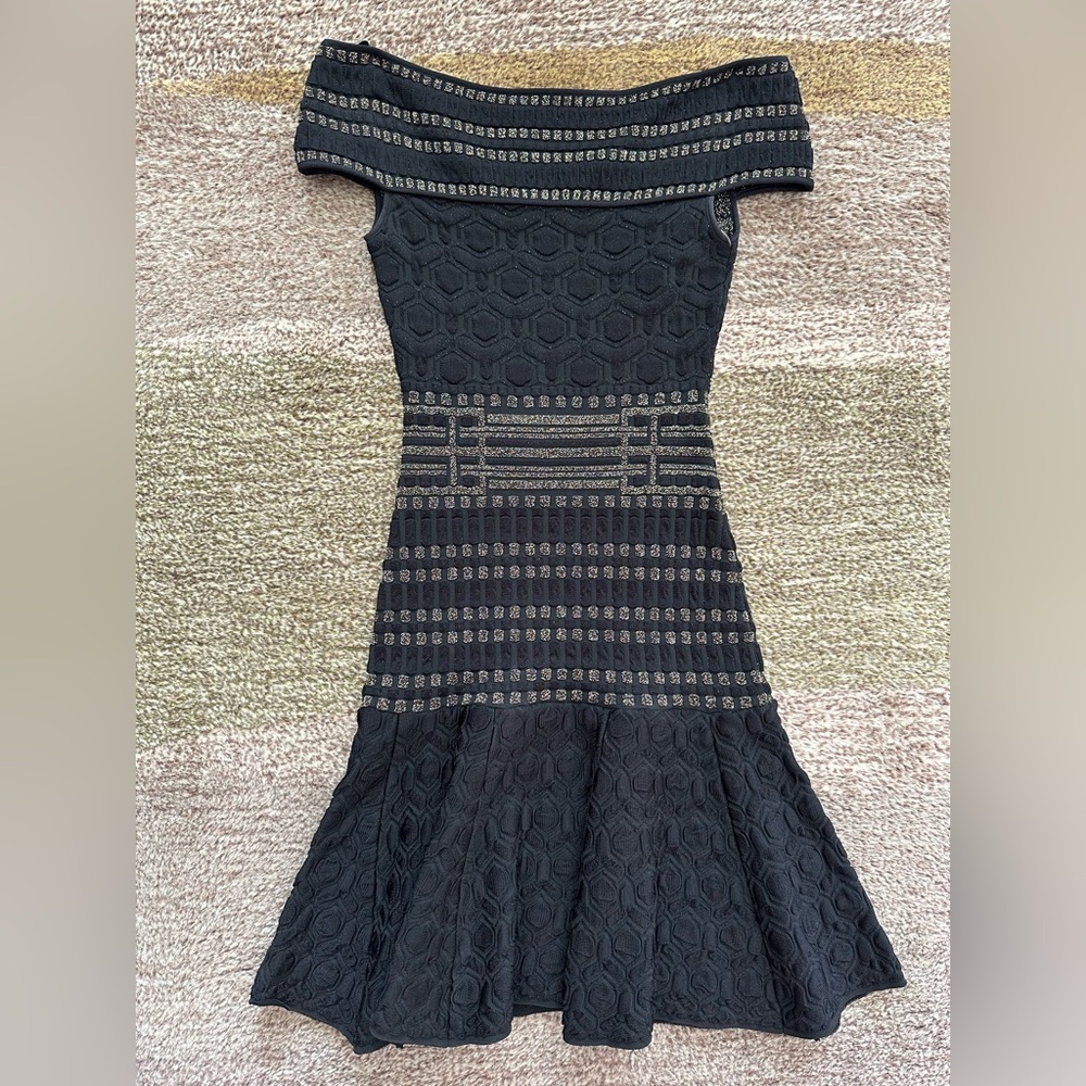 RVN Lurex Yorol Off Shoulder Low Flare Dress